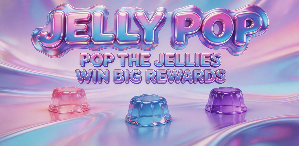 Acid Jelly: Laser Pop gameplay banner showing glowing translucent jellies on a neon lab bench